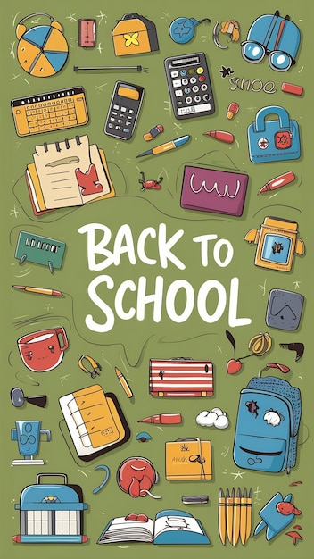 Back to school Flat cartoon vector illustration hand drawn style isolated on white