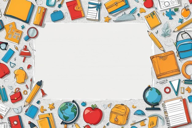 Back to school frame background with education icons