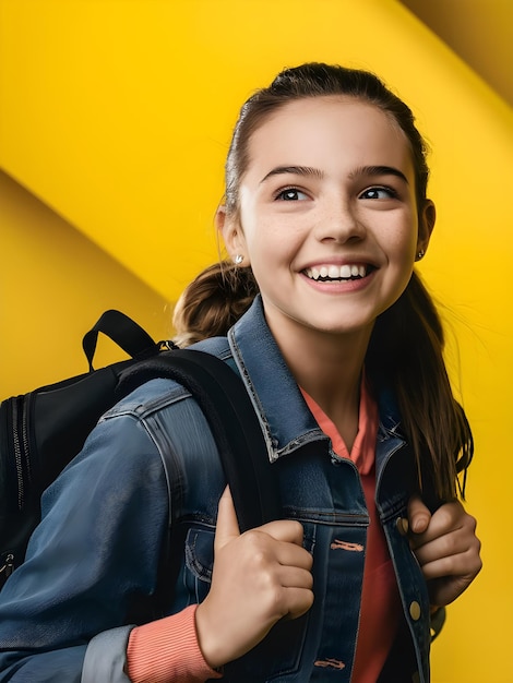 back to school girl with backpack