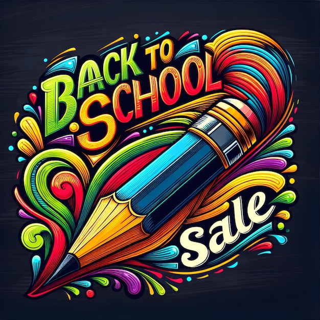 Back to School is a drawing of a pencil and a pencil with the words back to school written on it