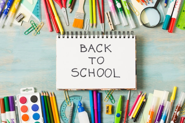 Back to school materials stationeries