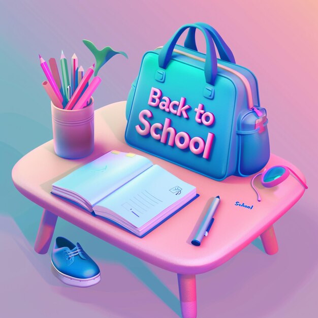 Photo back to school modern and simple 3d design for social media design