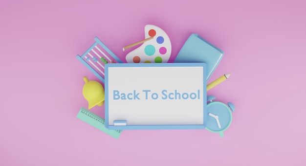 back to school objects 3d render