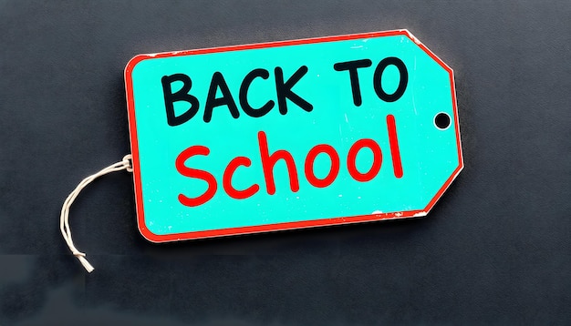 Photo back to school sale sign on isolated price tag isolated with white highlights