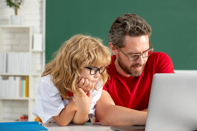 Back to school school kid and teacher learning study in class