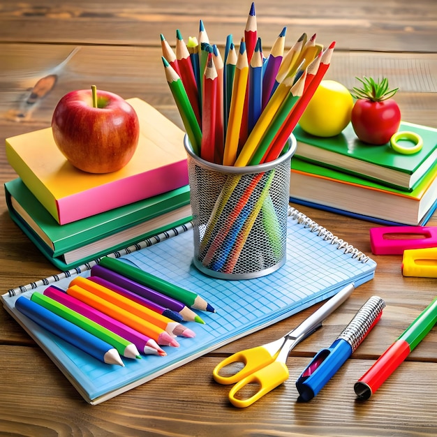 back to school school supplies in compositi