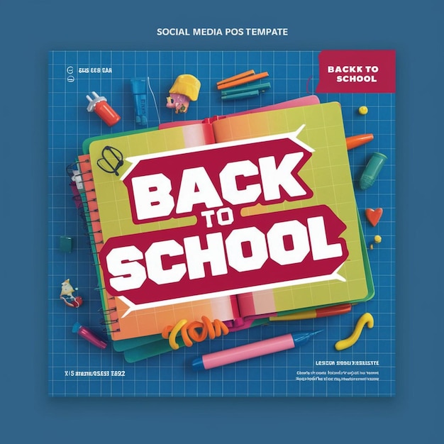 Photo back to school social media banner or instagram post template