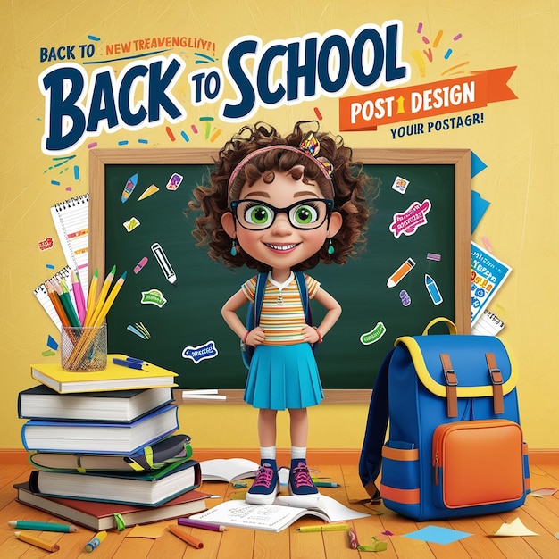 Back to school social media banner or instagram post templateBookStudentkids