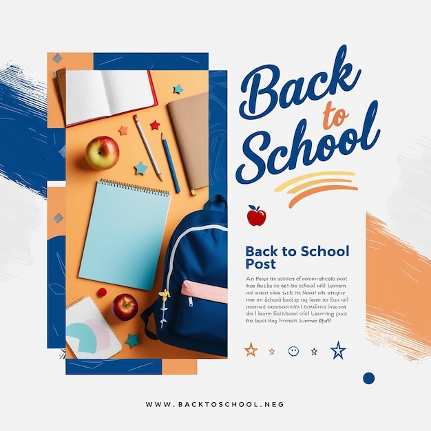 Photo back to school social media banner or instagram post templatebookstudentkids