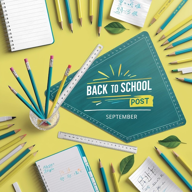 Photo back to school social media banner or instagram post templatebookstudentkids