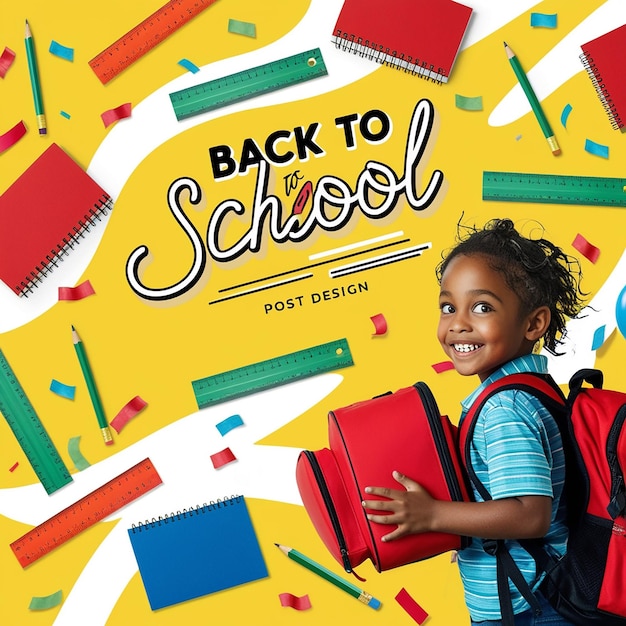 Back to school social media post and banner design templateBookStudentkids