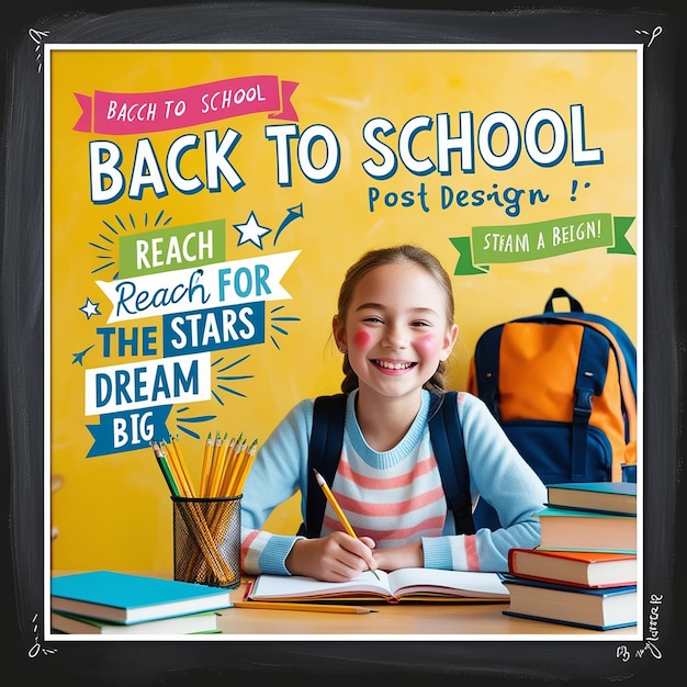 Back to school social media post template design For web ads postcard card business messages discount flyers and big sale banners