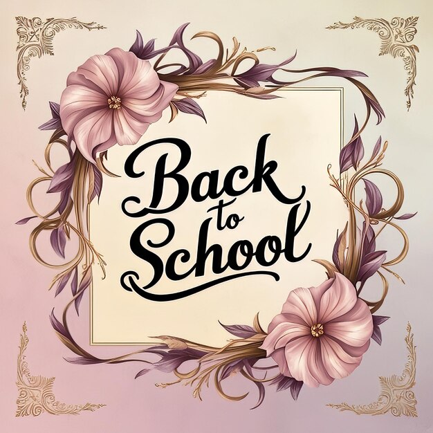 Back to School square or round royal floral design poster jpeg high regulation picture