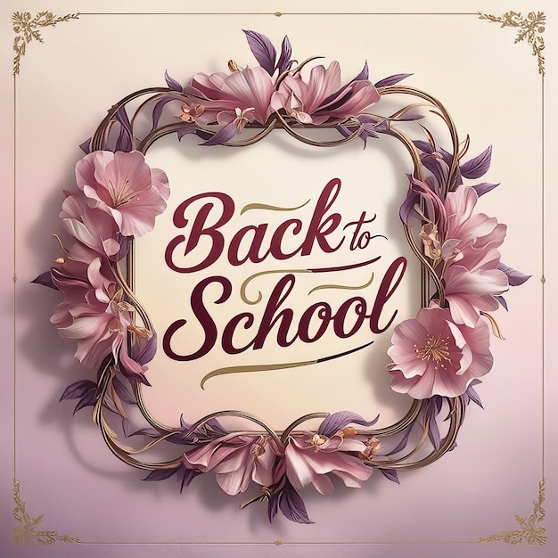 Back to School square or round royal floral design poster jpeg high regulation picture