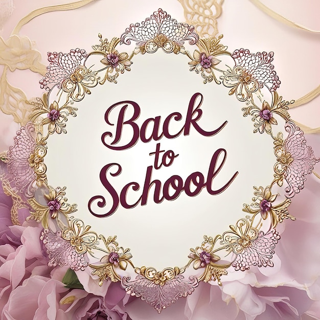 Back to School square or round royal floral design poster jpeg high regulation picture