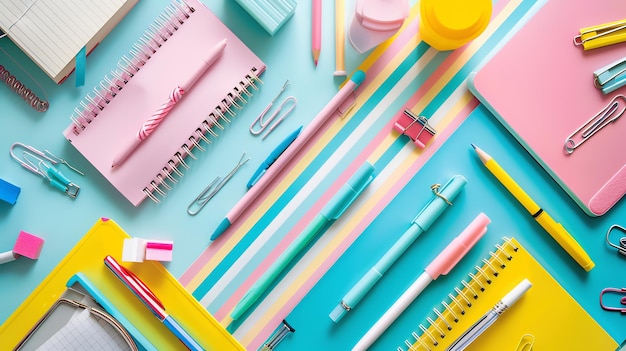 Back to school supplies bright and colorful