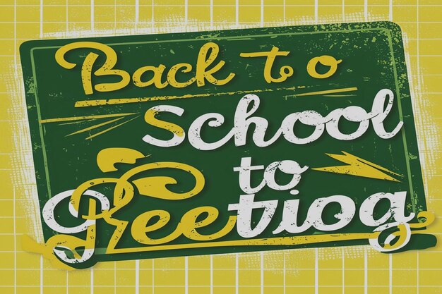 Back to school text vector template design Back to school greeting in green chalk board space for typography and yellow pattern background Vector illustration school greeting template