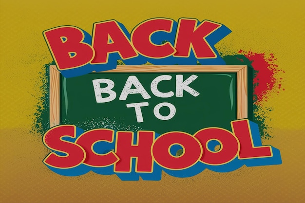 Back to school text vector template design Back to school greeting in green chalk board space for typography and yellow pattern background Vector illustration school greeting template