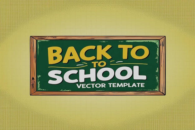 Back to school text vector template design Back to school greeting in green chalk board space for typography and yellow pattern background Vector illustration school greeting template