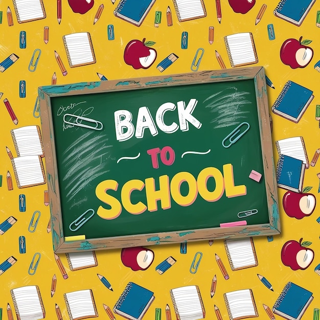 Back to school text vector template design Back to school greeting in green chalk board space for