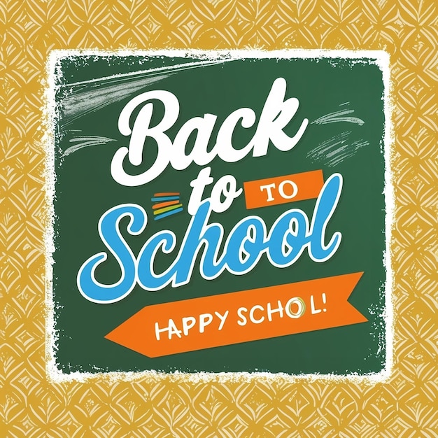 Back to school text vector template design Back to school greeting in green chalk board space for