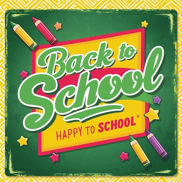 Back to school text vector template design Back to school greeting in green chalk board space for