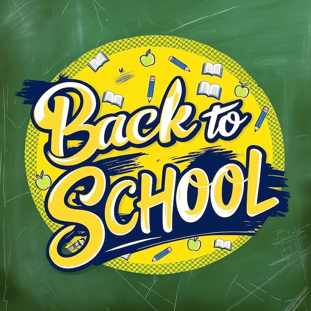 Back to school text vector template design Back to school greeting in green chalk board space for