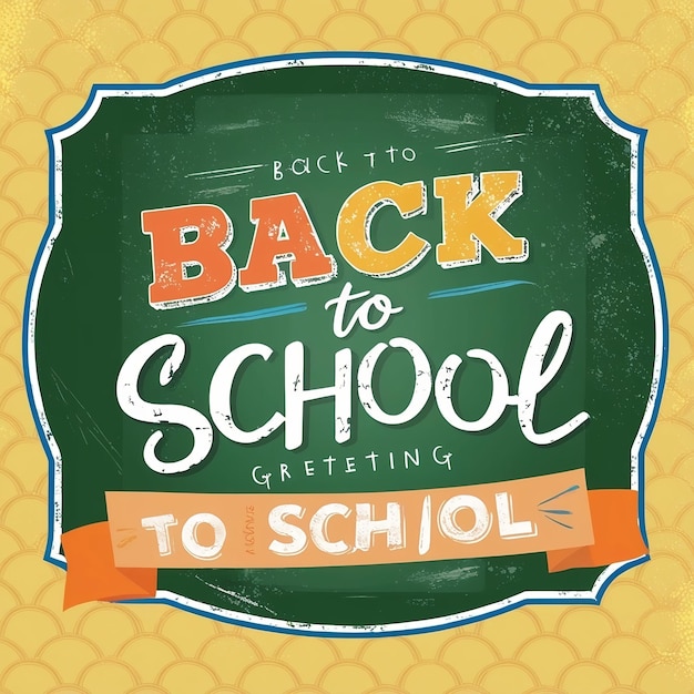 Back to school text vector template design Back to school greeting in green chalk board space for