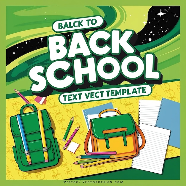 Photo back to school text vector template design back to school greeting in green chalk board space for