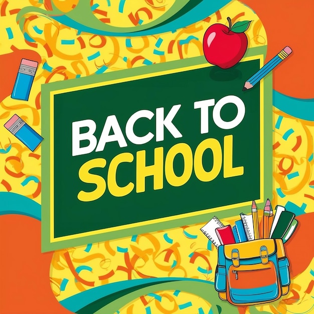 Back to school text vector template design Back to school greeting in green chalk board space for