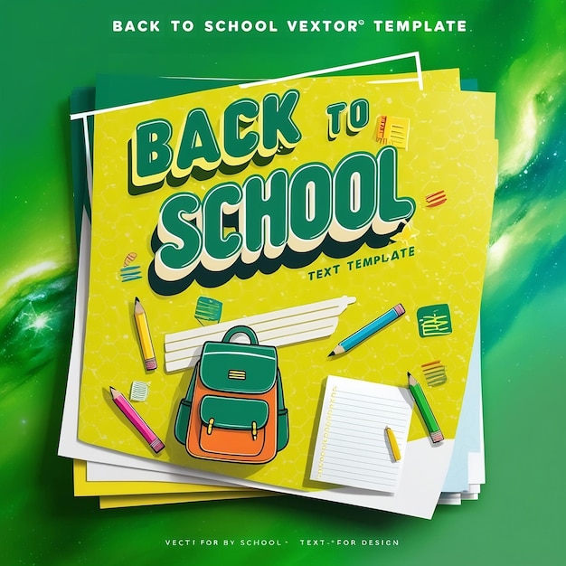 Back to school text vector template design Back to school greeting in green chalk board space for