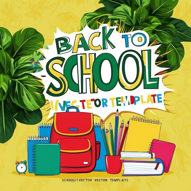 Back to school text vector template design Back to school greeting in green chalk board space for