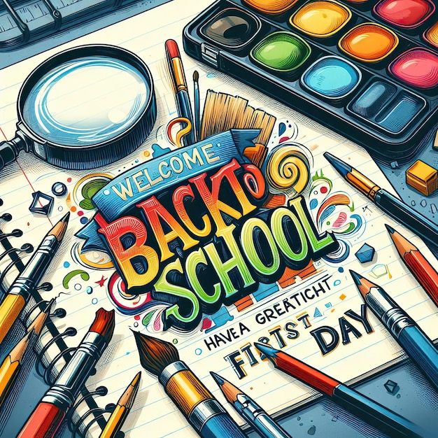 Back to school text vector template design Welcome back to school greeting in paper space with color