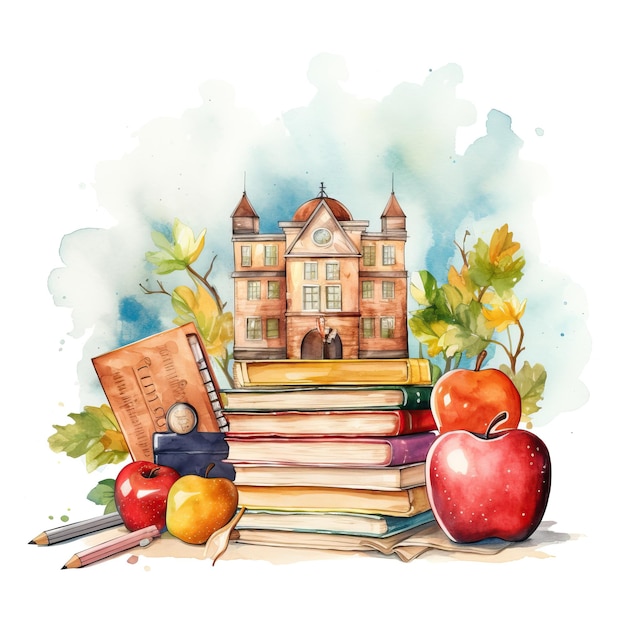 Back to school theme Back to school watercolor style high quality ai image generated