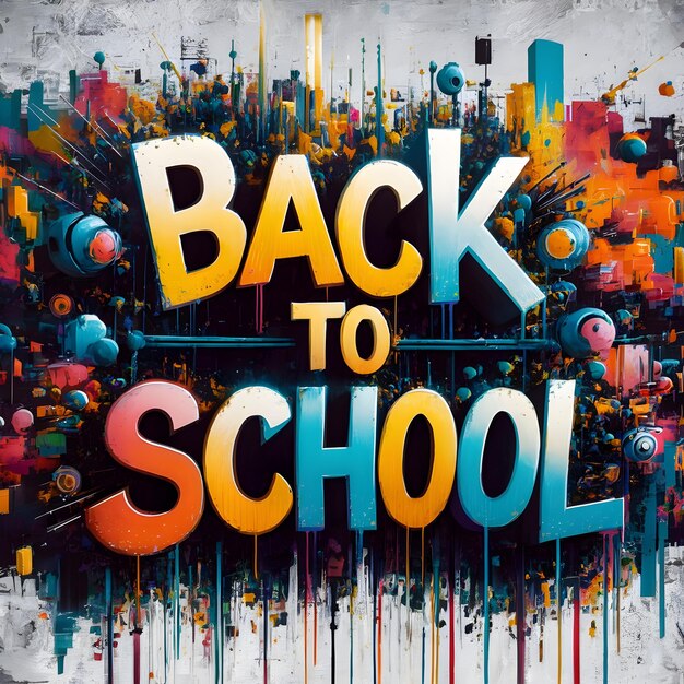 Back To School Typography with Graffiti Background Poster