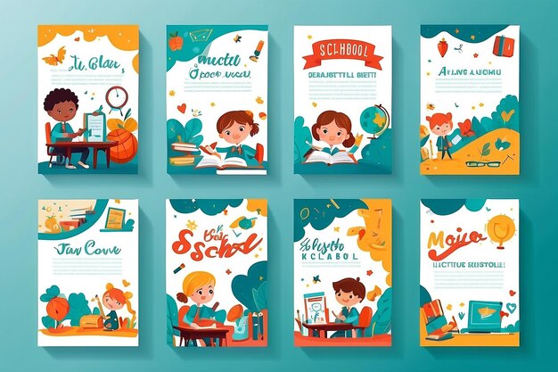 Photo back to school vector banners background design with children and education accessories