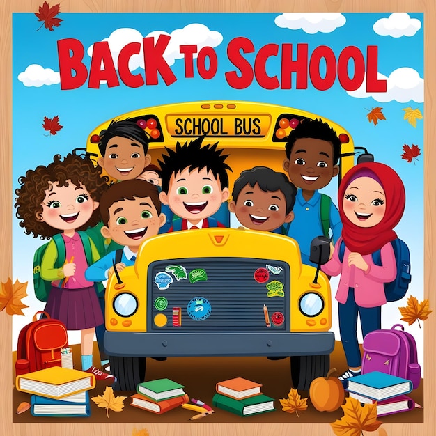 Back to school with flat icon vector and illustration