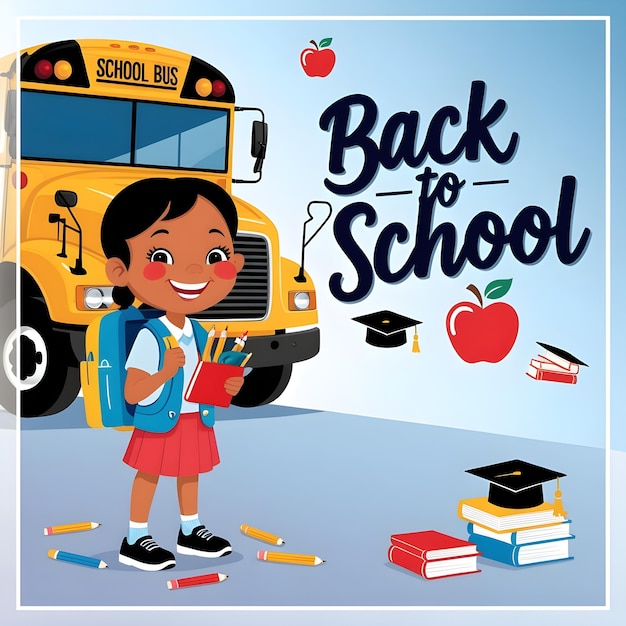 Back to school with flat icon vector and illustration