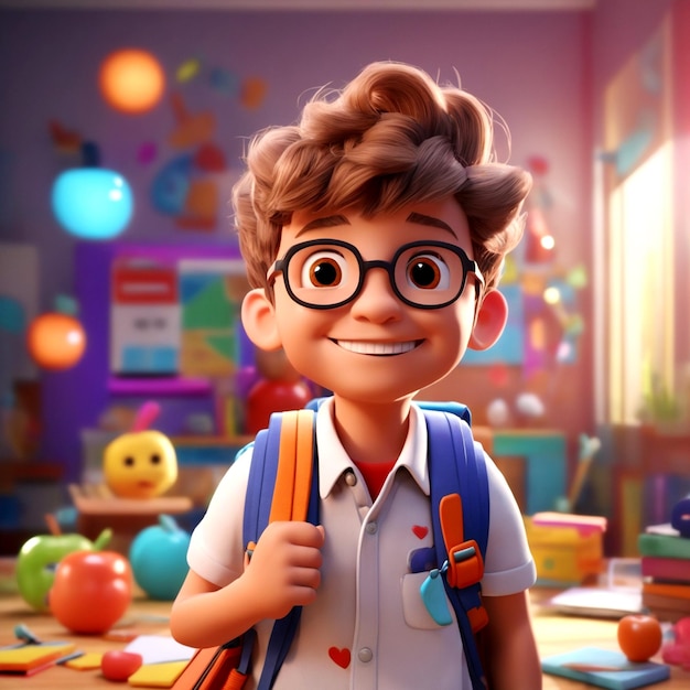 back to school with a playful cheerful 3d cartoon