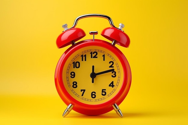 Back to school with red alarm clock and typography letter on yellow