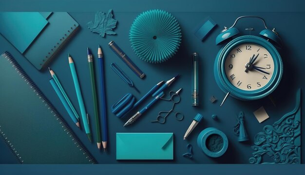 Back to school with school items and elements Online Learning study from home back to school flat design