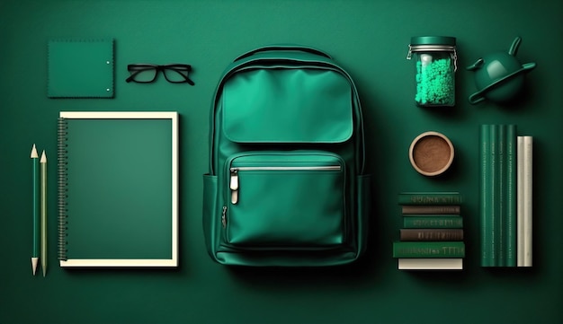 Back to school with school items and elements Online Learning study from home back to school flat design