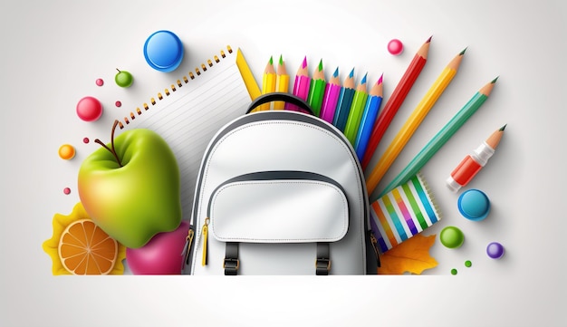 Back to school with school items and elements Online Learning study from home back to school flat design