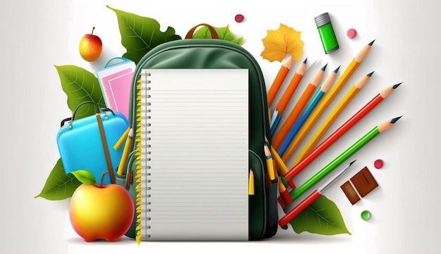 Back to school with school items and elements Online Learning study from home back to school flat design