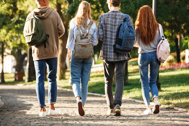 Back view group of students