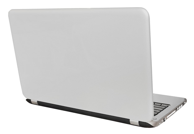 Back view of open laptop display cover