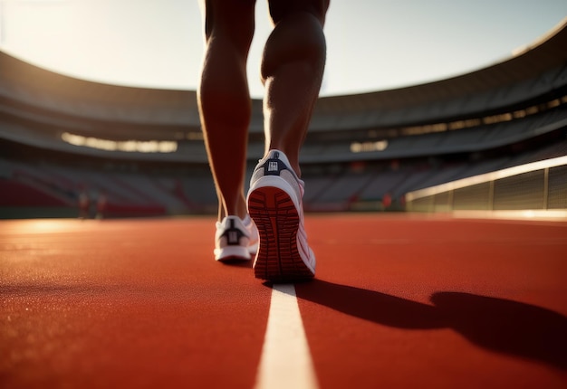 back view of runners at stadium in motion ai generated art