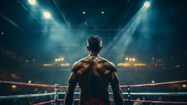 Back view winner professional boxer Generative Ai