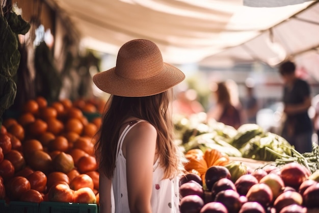 Back view woman shopping Generate Ai