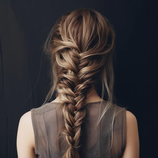 Back view of woman with messy blonde hair